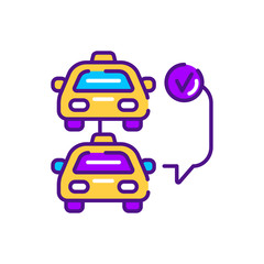 Car selection color line icon. Online mobile application order taxi service. Pictogram for web, mobile app, promo. UI UX design element