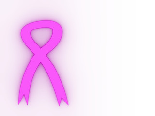3D rendering of Pink ribbon glow on white background and copy space , 3D illustration