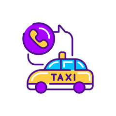 Call driver color line icon. Online mobile application order taxi service. Pictogram for web, mobile app, promo. UI UX design element.