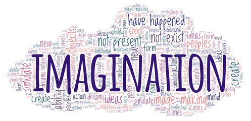 Imagination word cloud isolated on a white background.
