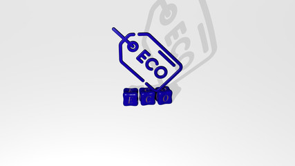 Fototapeta premium ECO 3D icon object on text of cubic letters - 3D illustration for background and design