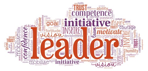 Fototapeta premium Leader word cloud isolated on a white background.