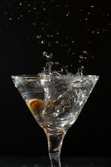 martini glass with splash