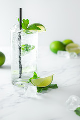 mojito cocktail with lime and mint