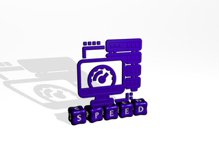 Naklejka premium SPEED 3D icon object on text of cubic letters - 3D illustration for background and abstract