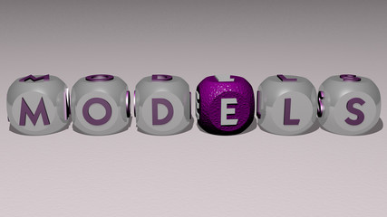 models text by cubic dice letters - 3D illustration for fashion and beautiful