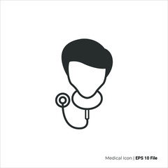 male doctor icon outline. doctor logo vector design. isolated by white background