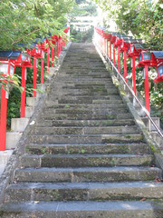 Fototapeta na wymiar 勝浦市の遠見岬神社にある冨咲の石段