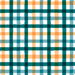 Gingham seamless pattern. watercolor strokes checkered plaid, rustic tartan background, vector. vector summer print