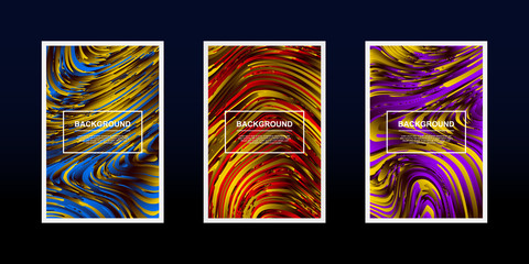 Set of colorful 3D line waves textured background can be used for poster, flyer, cover, and many more. Vector