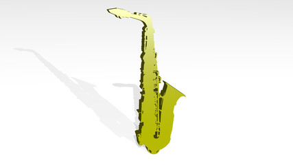 saxophone 3D icon casting shadow - 3D illustration for music and jazz