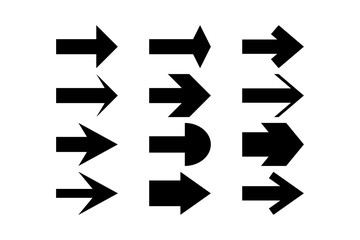 One side arrows. Big collection of different arrow icons on a white background.  Vector.