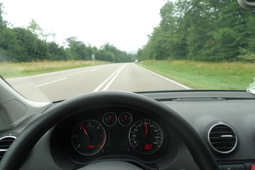 Autocockpit mit Straße