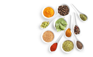Various cooking ingredients, spices and herbs