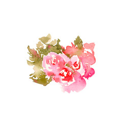 bouquet of pink roses wedding decor, watercolor