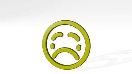 smiley crying 3D icon casting shadow - 3D illustration for face and emoticon
