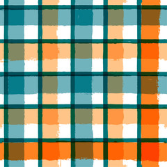Gingham seamless pattern. watercolor strokes checkered plaid, rustic tartan background, vector. vector summer print