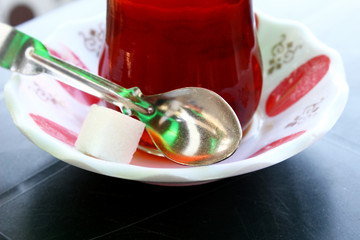 cup of Turkish tea on the  table