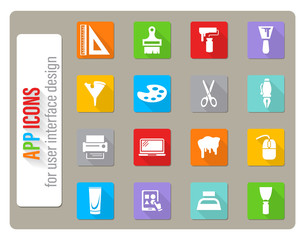 art tools icon set