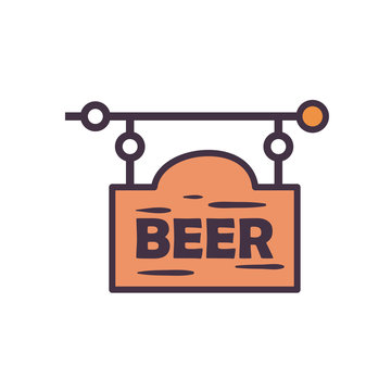 beer wood board line and fill style icon vector design