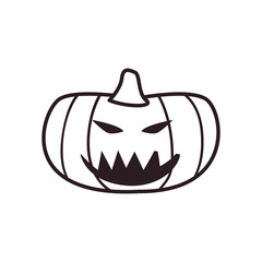 scary pumpkin cartoon free form line style icon vector design
