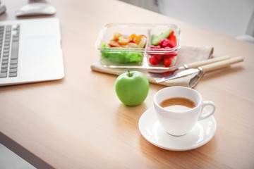 Healthy lunch at office workplace