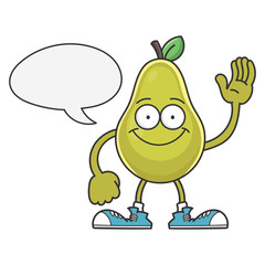 happy smiling pear fruit cartoon character
