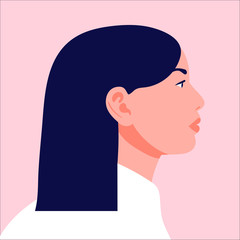 vector flat illustration side profile woman
