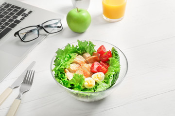 Healthy lunch at office workplace