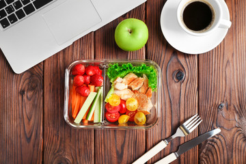 Healthy lunch at office workplace