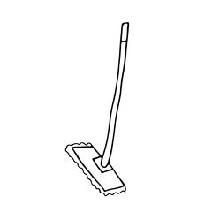 Scrubber broom doodle icon. Hand drawn scrubber broom icon in vector. Doodle scrubber broom icon in vector