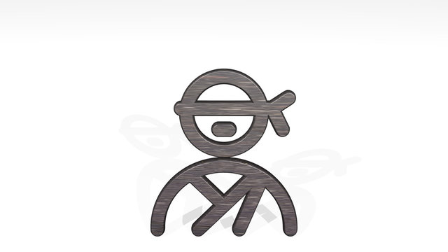 professions man chef 3D icon standing on the floor - 3D illustration for set and people