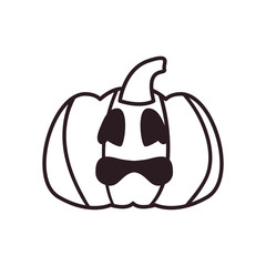 scared pumpkin cartoon free form line style icon vector design