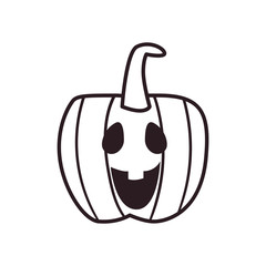 happy pumpkin cartoon free form line style icon vector design
