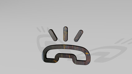 phone incoming call 3D icon standing on the floor - 3D illustration for mobile and business