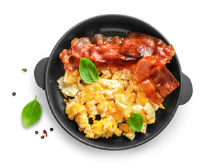 Traditional american breakfast with bacon and eggs