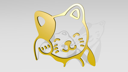 KITTY 3D icon casting shadow - 3D illustration for cat and cute