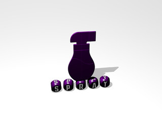 SPRAY 3D icon over cubic letters - 3D illustration for background and paint