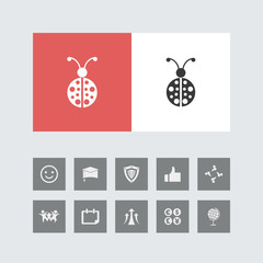 Creative Lady Bug Icon with Bonus Icons.