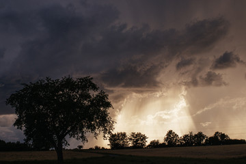 Supercell thunderstorm in the summer