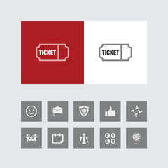 Creative Ticket Icon with Bonus Icons.