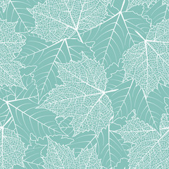 Seamless pattern with maple leaves. Textured background with plants. Natural element. Textile print. Vector season  banner, template, greeting card, wallpaper. Modern texture. 