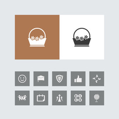Creative Flower Basket Icon with Bonus Icons.