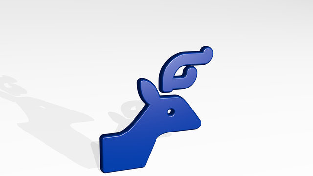deer 3D icon casting shadow - 3D illustration for animal and background