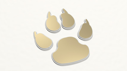 BEAR PAW FOOTPRINT 3D drawing icon - 3D illustration for animal and background