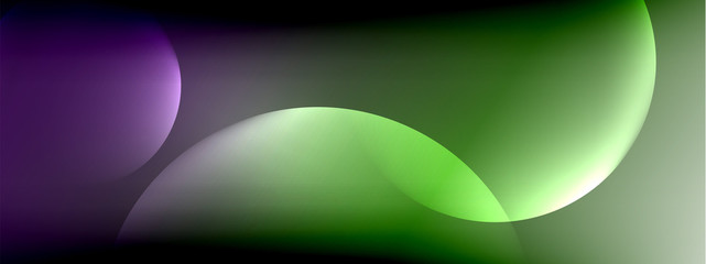 Vector abstract background liquid bubble circles on fluid gradient with shadows and light effects. Shiny design templates for text