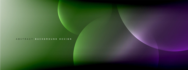 Vector abstract background liquid bubble circles on fluid gradient with shadows and light effects. Shiny design templates for text