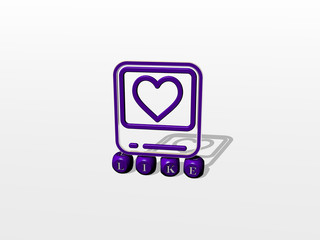 like cubic letters with 3D icon on the top - 3D illustration