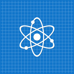 Blue banner with atomic model icon