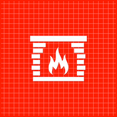 Red orange banner with fireplace icon